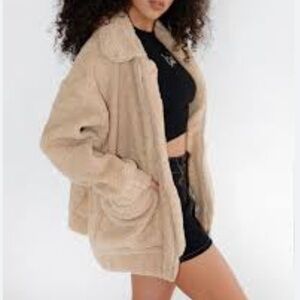 ME JANE Faux Fur Teddy Jacket Cream Color Size S